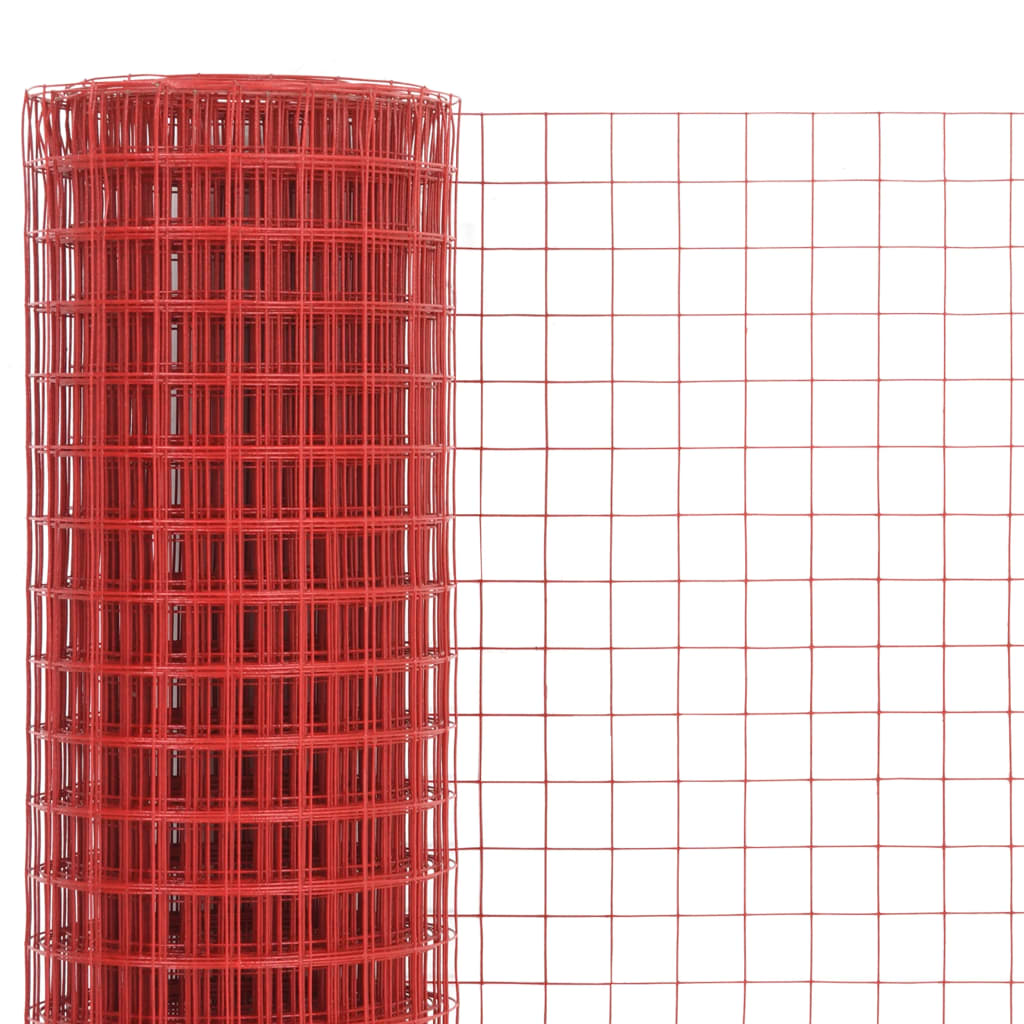 Vidaxl chicken wire 10x0.5 m steel with PVC coating red
