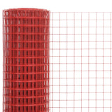 Alambre de pollo Vidaxl 25x0.5 m de acero con recubrimiento de PVC rojo