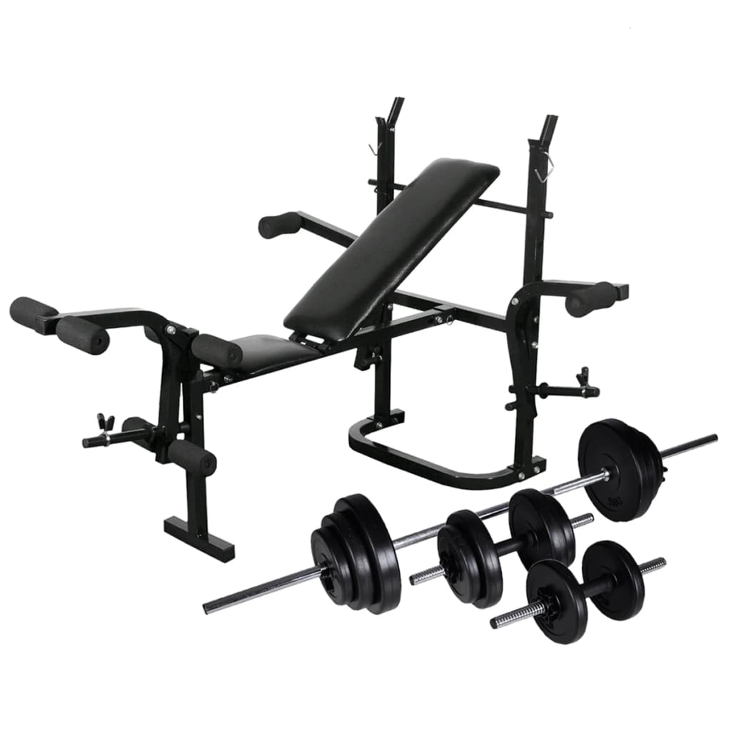 Vidaxl Weighsbank con rack di peso e manubrio set 30,5 kg
