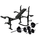 Vidaxl Weighsbank con rack di peso e manubrio set 30,5 kg