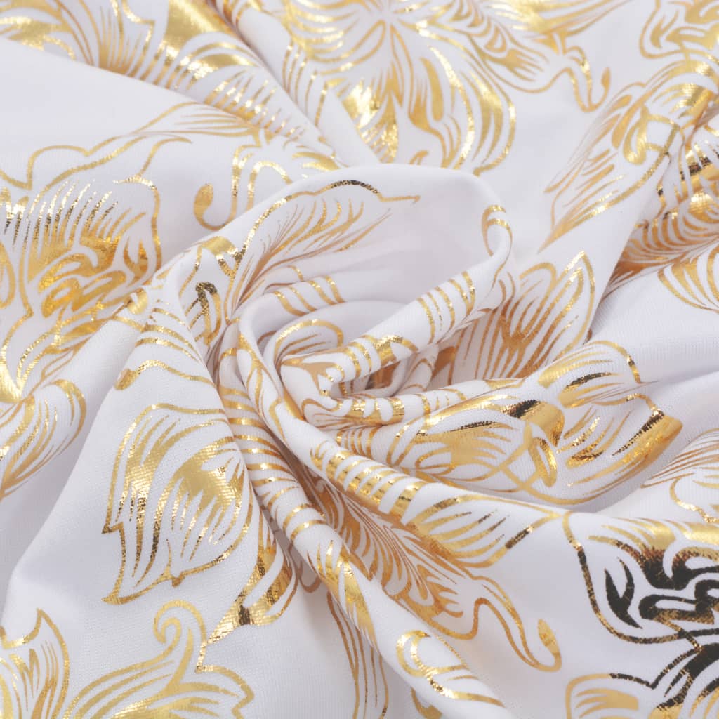 Vidaxl Seat Covers 6 pcs Straight Stretch White with gold print