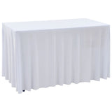 Vidaxl 2 tais de tabela de tabela esticar com saia 120x60.5x74 cm branco