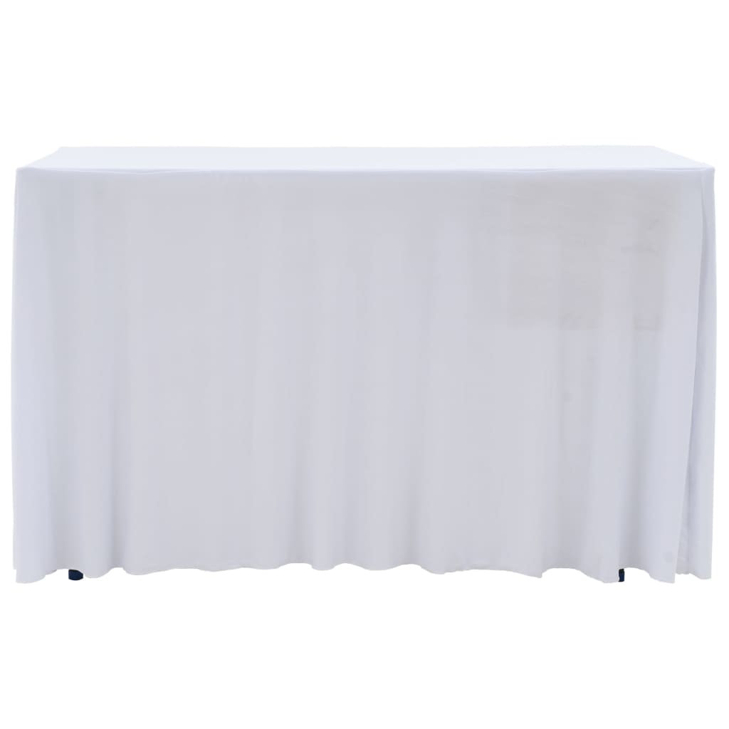 Vidaxl 2 tais de tabela de tabela esticar com saia 120x60.5x74 cm branco