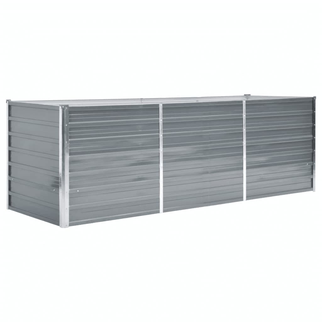 Vidaxl Raised Planter 240x80x77 cm Galvanized Steel Grey
