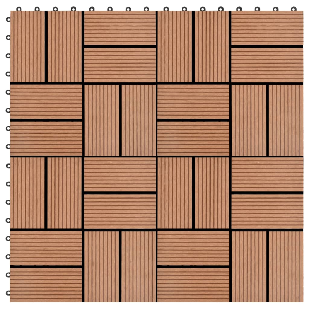 VidaXL 11 ST Terrace tile 30x30 cm 1 m² HKC Brown