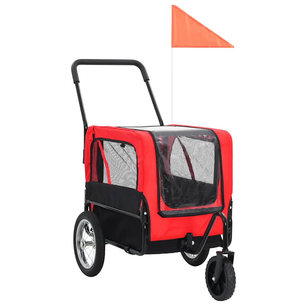 VidaXL Pet Carrier and Jogging Buggy 2-in-1 Red and Black