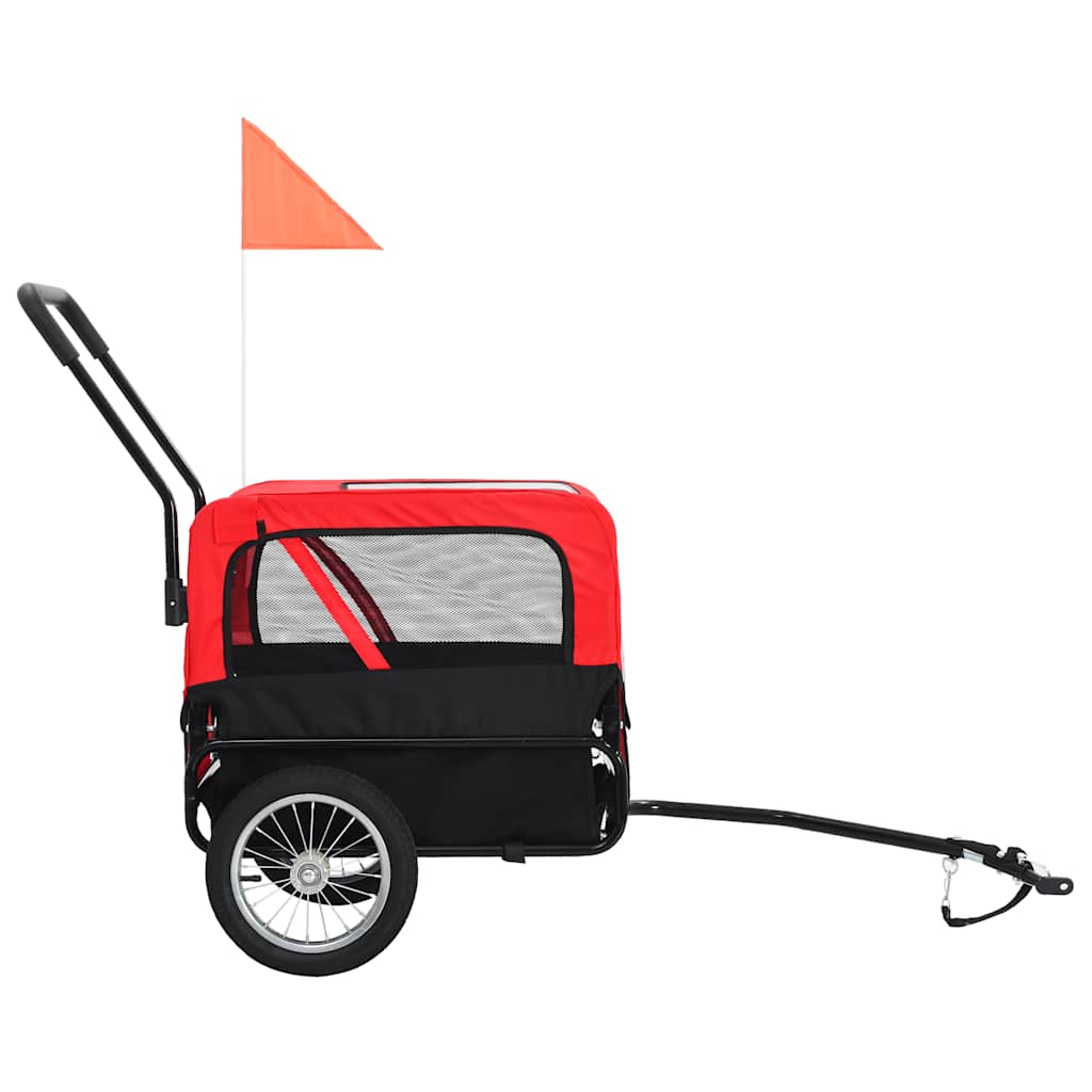 VidaXL Pet Carrier and Jogging Buggy 2-in-1 Red and Black