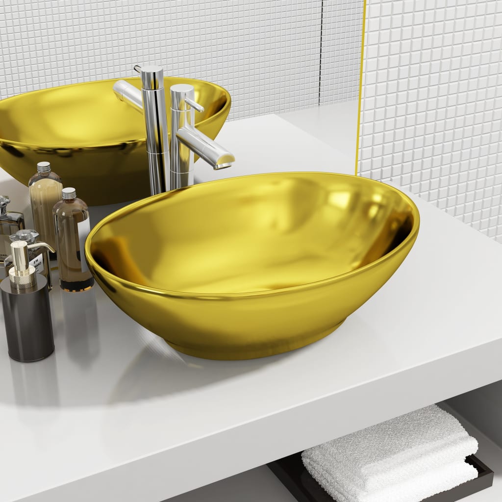 Vidaxl Washbasin 40x3331.5 cm Keramin Gold faarweg