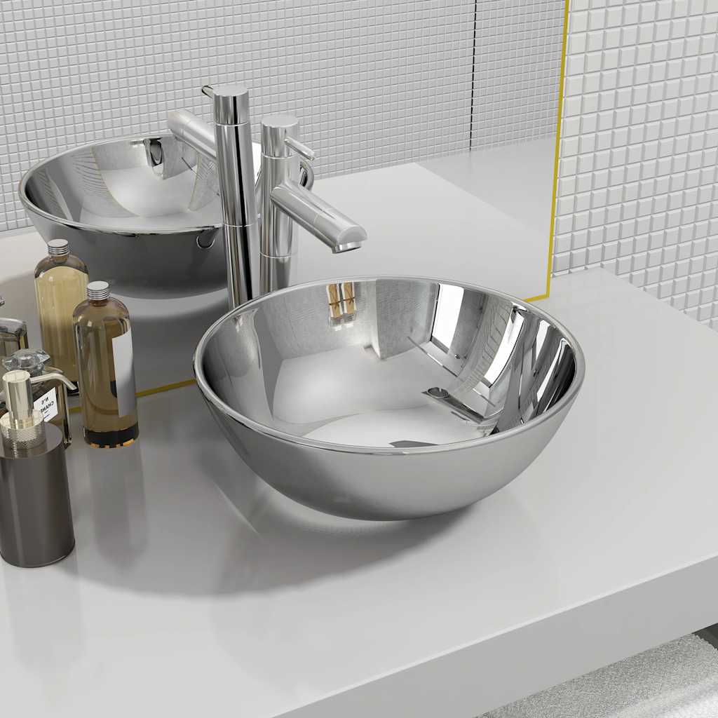 BIDAXL WASHBASIN 28x10 cm keramisk silverfärgad