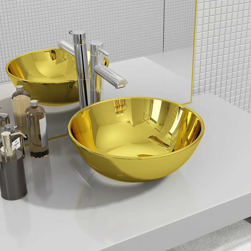 VidaXL Washbasin 28x10 cm Ceramic gold colored