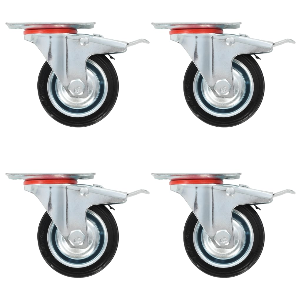 Vidaxl vrtljiva platišča z dvojnimi zavorami 4 pcs 75 mm