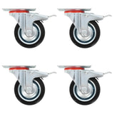 Vidaxl vrtljiva platišča z dvojnimi zavorami 4 pcs 75 mm