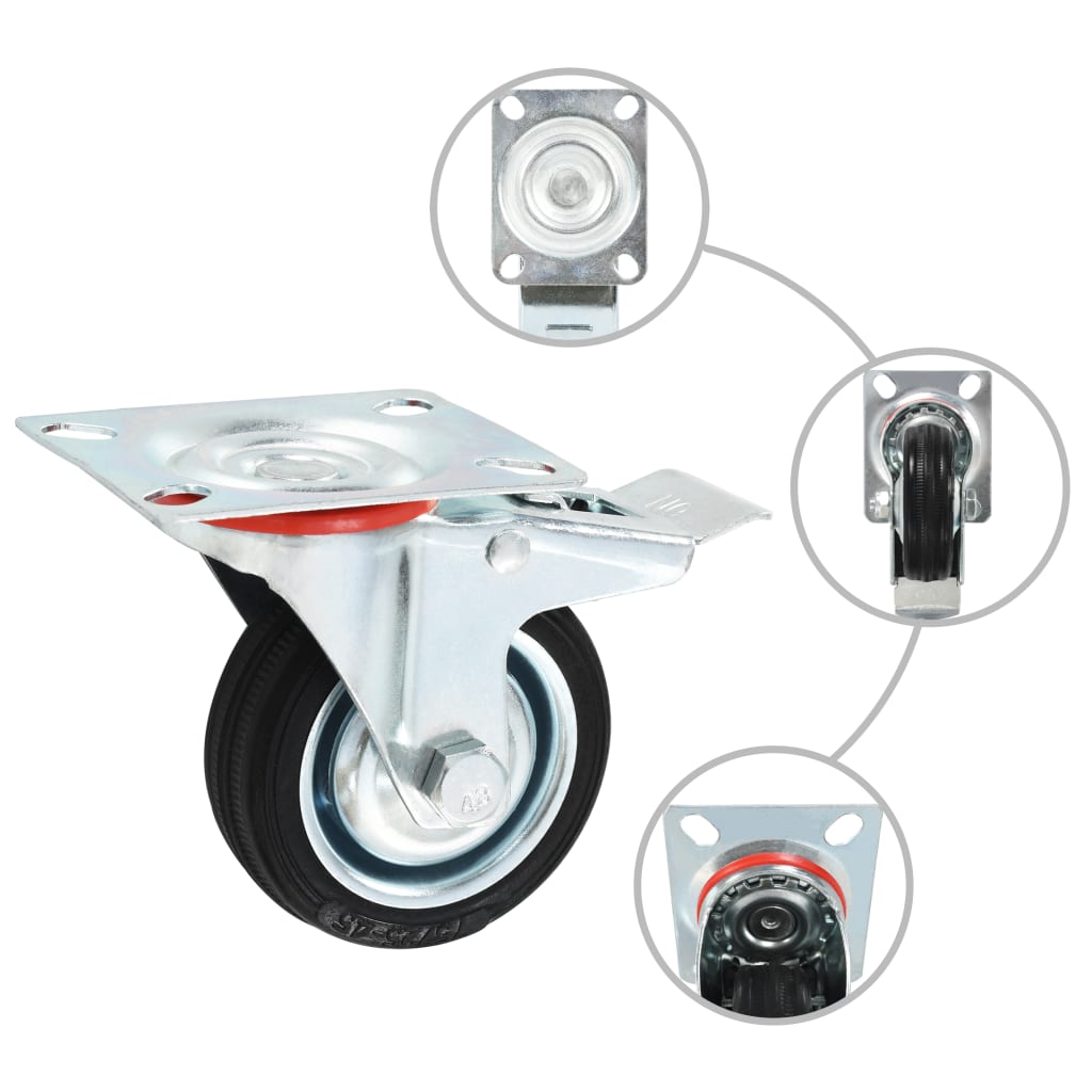 Vidaxl vrtljiva platišča z dvojnimi zavorami 4 pcs 75 mm