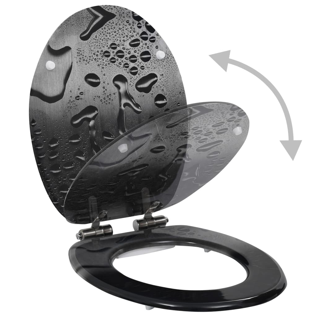 Vidaxl toilet seat with soft-close lid water drop MDF