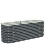 Vidaxl Raised Planter 240x80x81 cm Galvanized Steel Grey