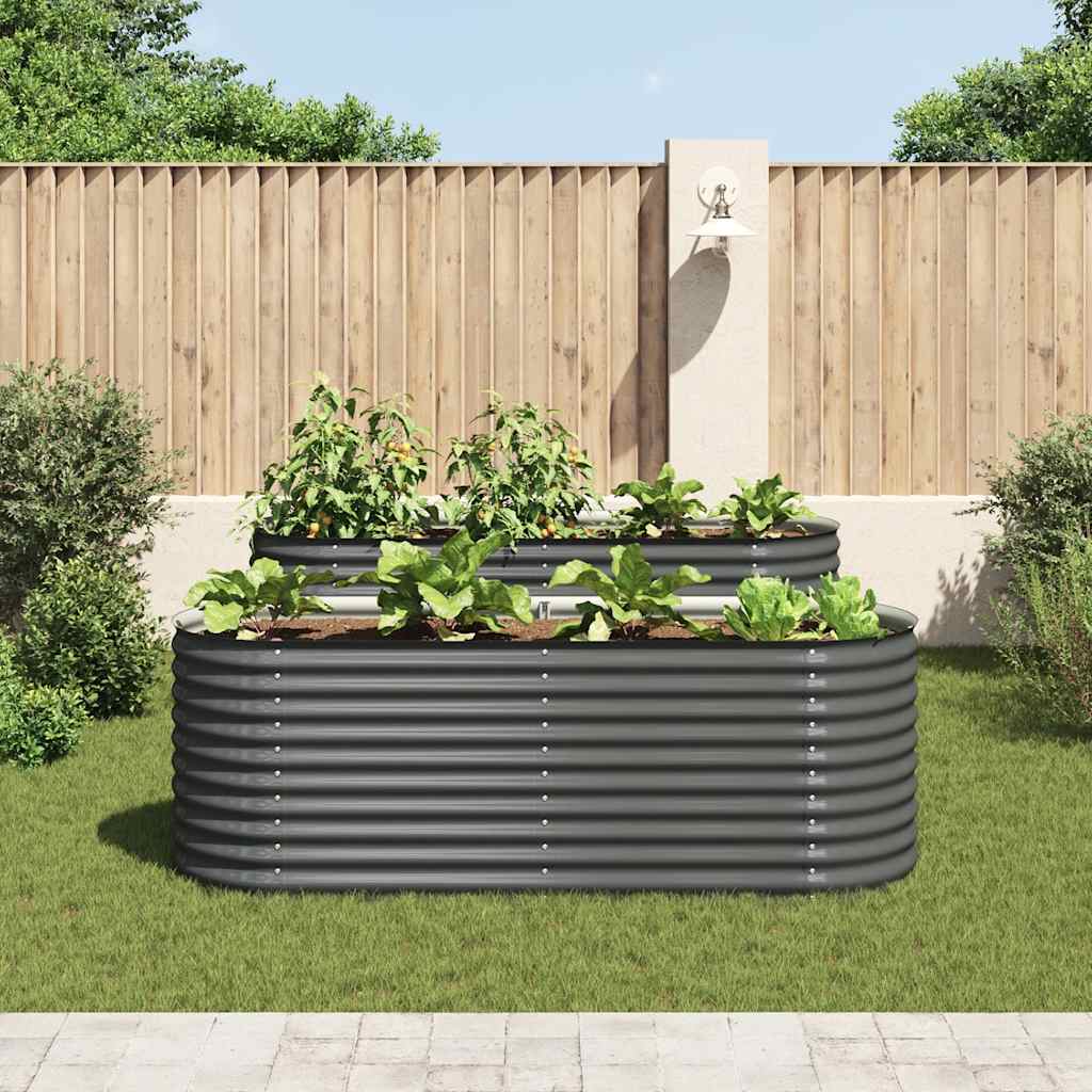 Vidaxl Raised Planter 240x80x81 cm Galvanized Steel Grey
