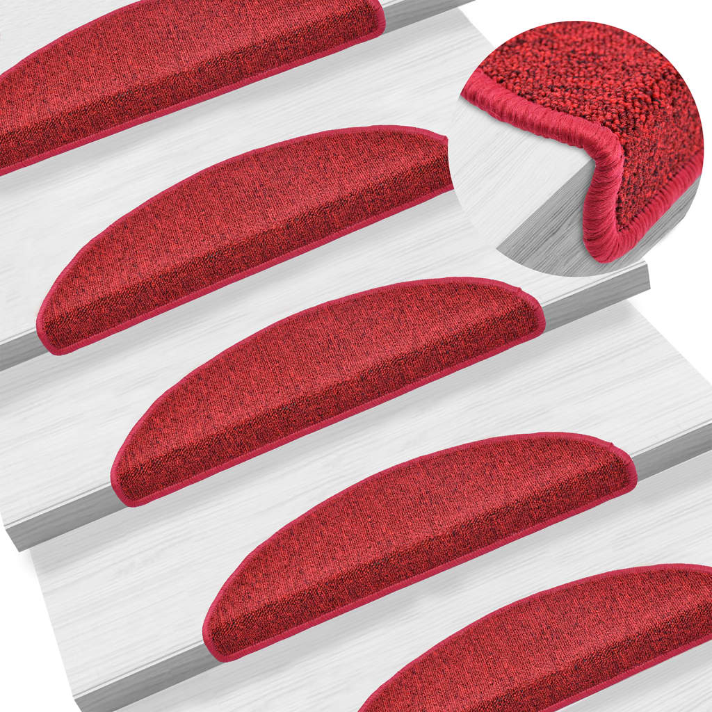 Vidaxl 15 ST PEDAL MATS 56X17X3 CM BORDEAUX RED