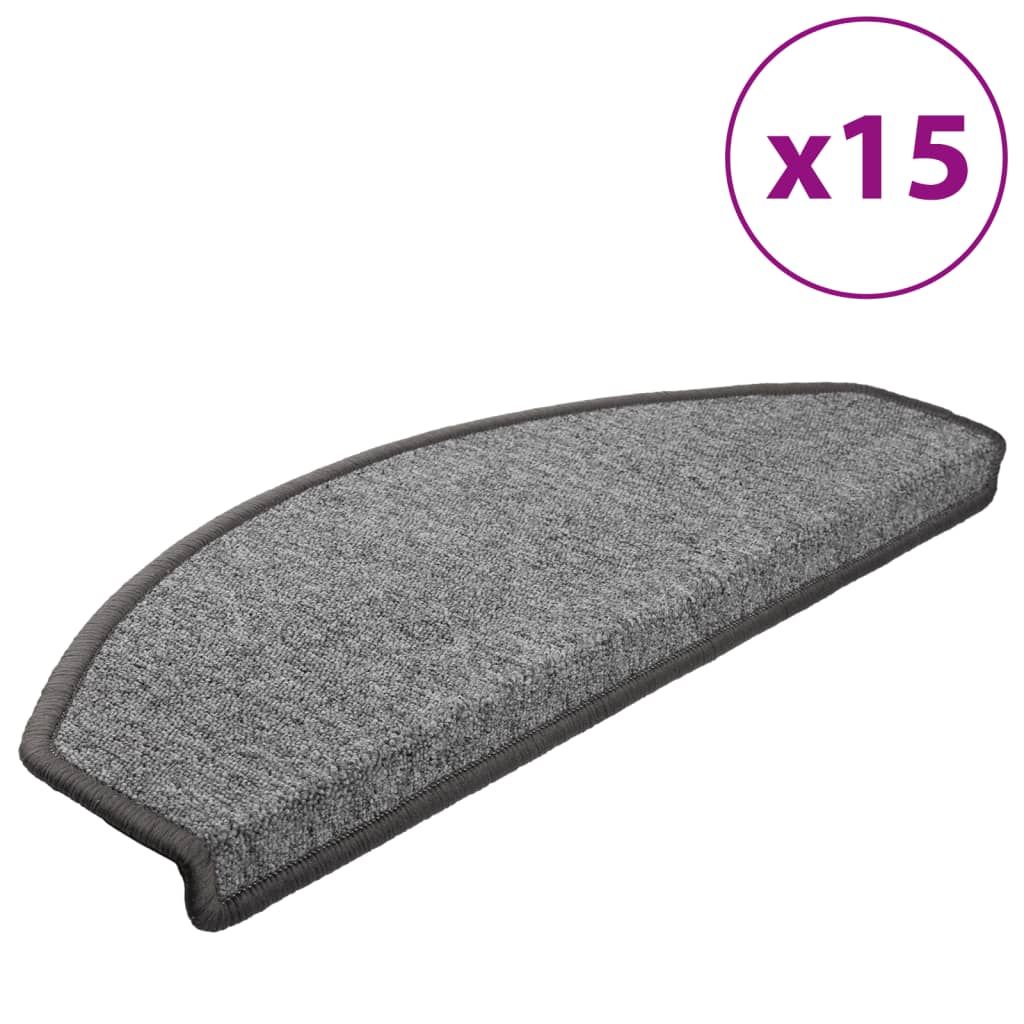 Vidaxl Stairs Mats 15 St 65x24x4 CM Mörkgrå halvklotet stort