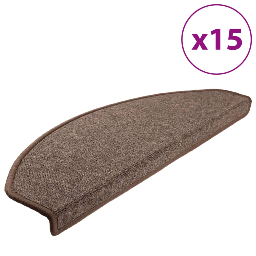 Vidaxl Stair Mats 15 St 65x24x4 cm kaffebrun halvcirkelformet stor