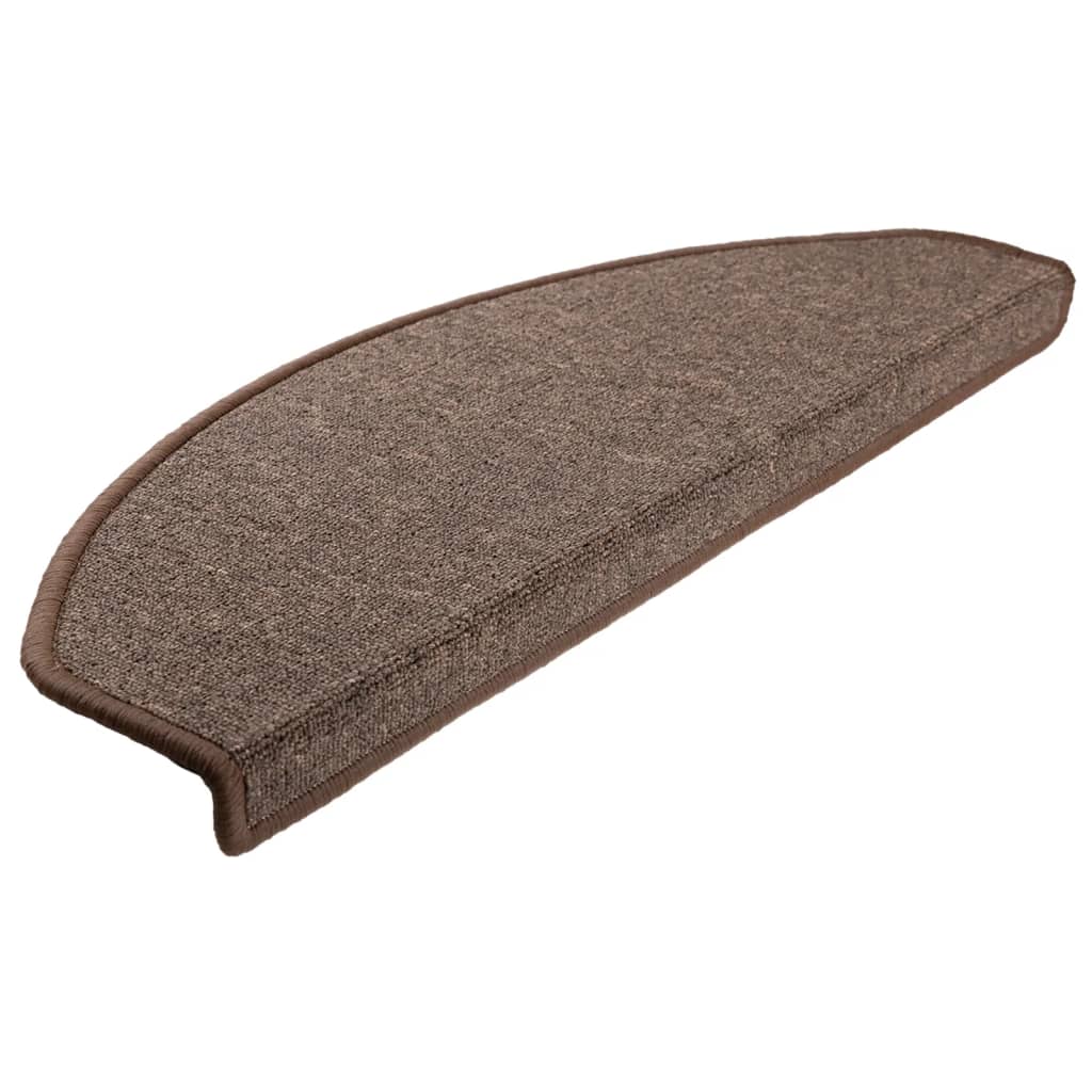 Vidaxl Stair Mats 15 St 65x24x4 cm kaffebrun halvcirkelformet stor