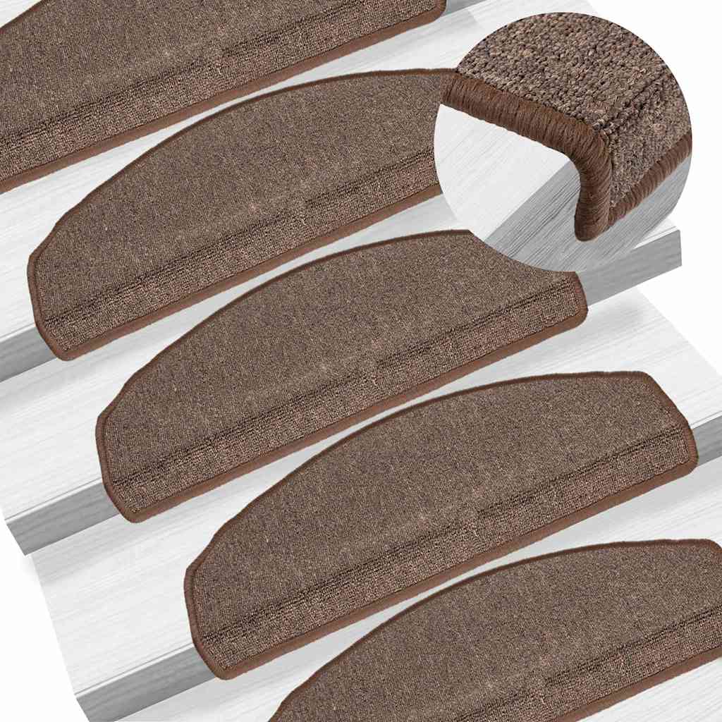 Vidaxl Stair Mats 15 St 65x24x4 cm kaffebrun halvcirkelformet stor