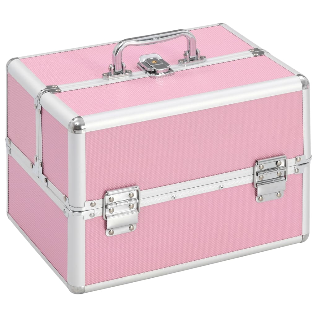 Vidaxl Makeup Suitcase 22x30x21 cm aluminiumrosa