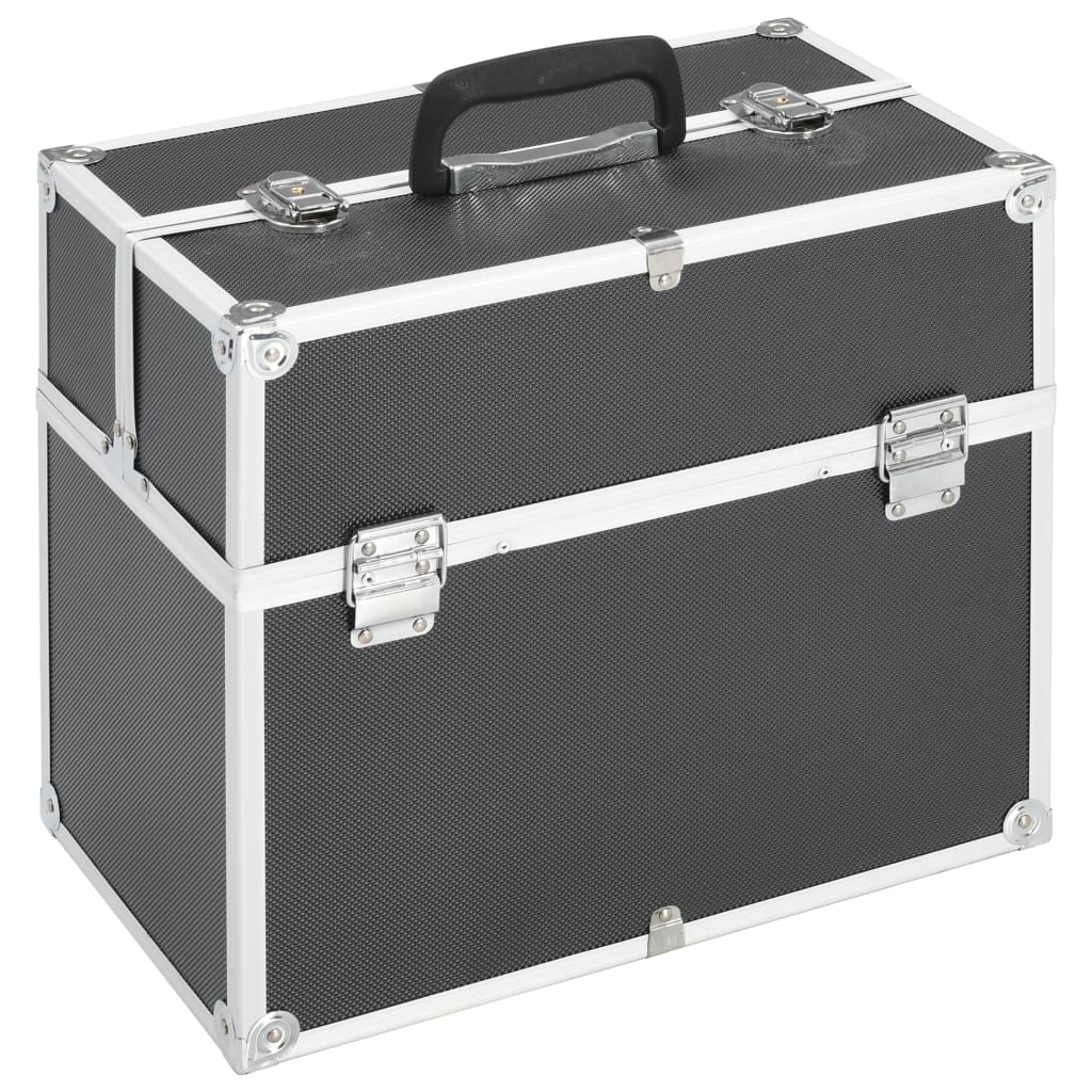 Vidaxl Makeup Suitcase 38x23x34 cm aluminium sort