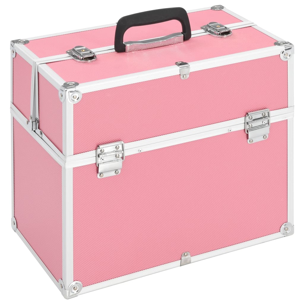 Vidaxl make -up kufr 38x23x34 cm hliníková růžová