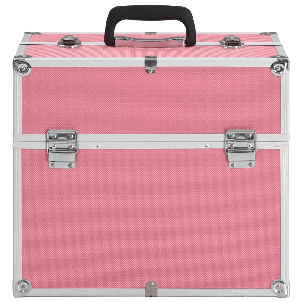 Vidaxl make -up kufr 38x23x34 cm hliníková růžová