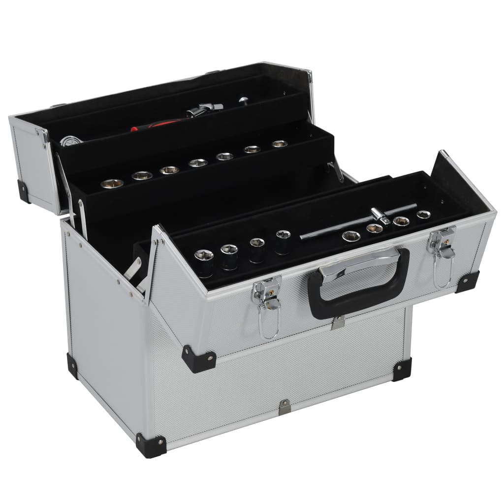 Vidaxl tool case 38x22.5x34 cm aluminum silver colored
