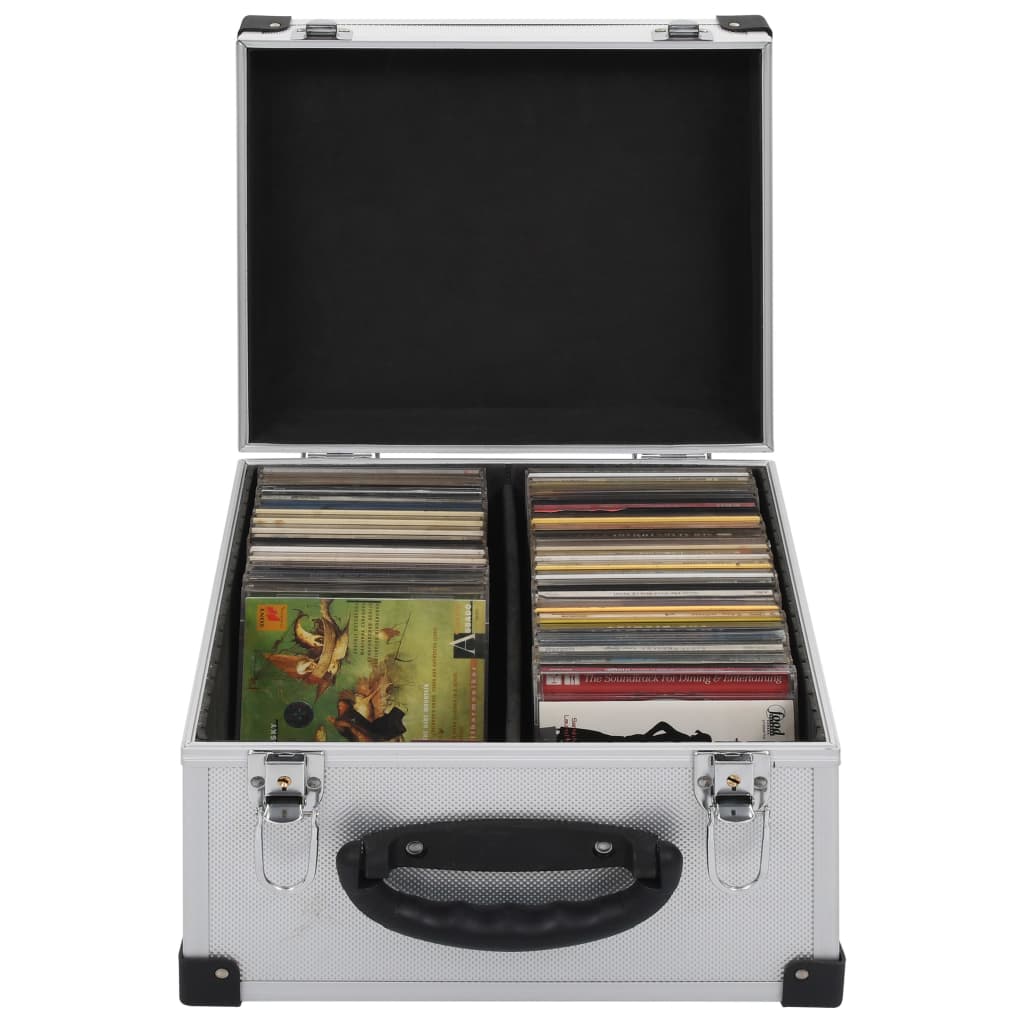 Vidaxl cd-koffer voor 40 cd's aluminium abs zilverkleurig