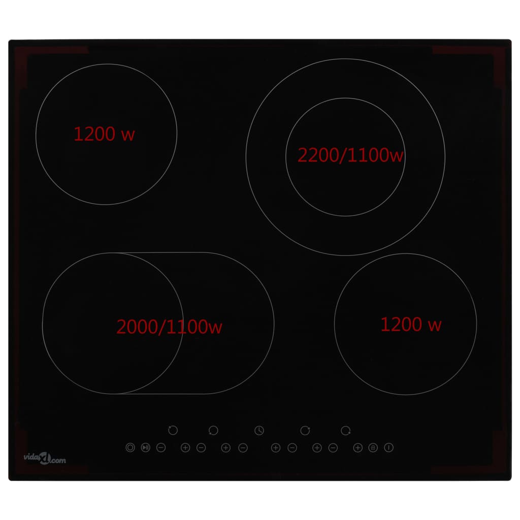 Vidaxl Ceramic hob with 4 cooking zones touch control 6600 W