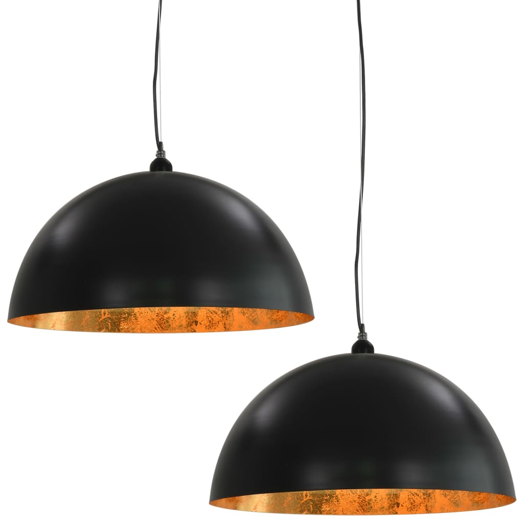 Vidaxl ceiling lamps 2 pcs semi -round E27 50 cm black and gold colored