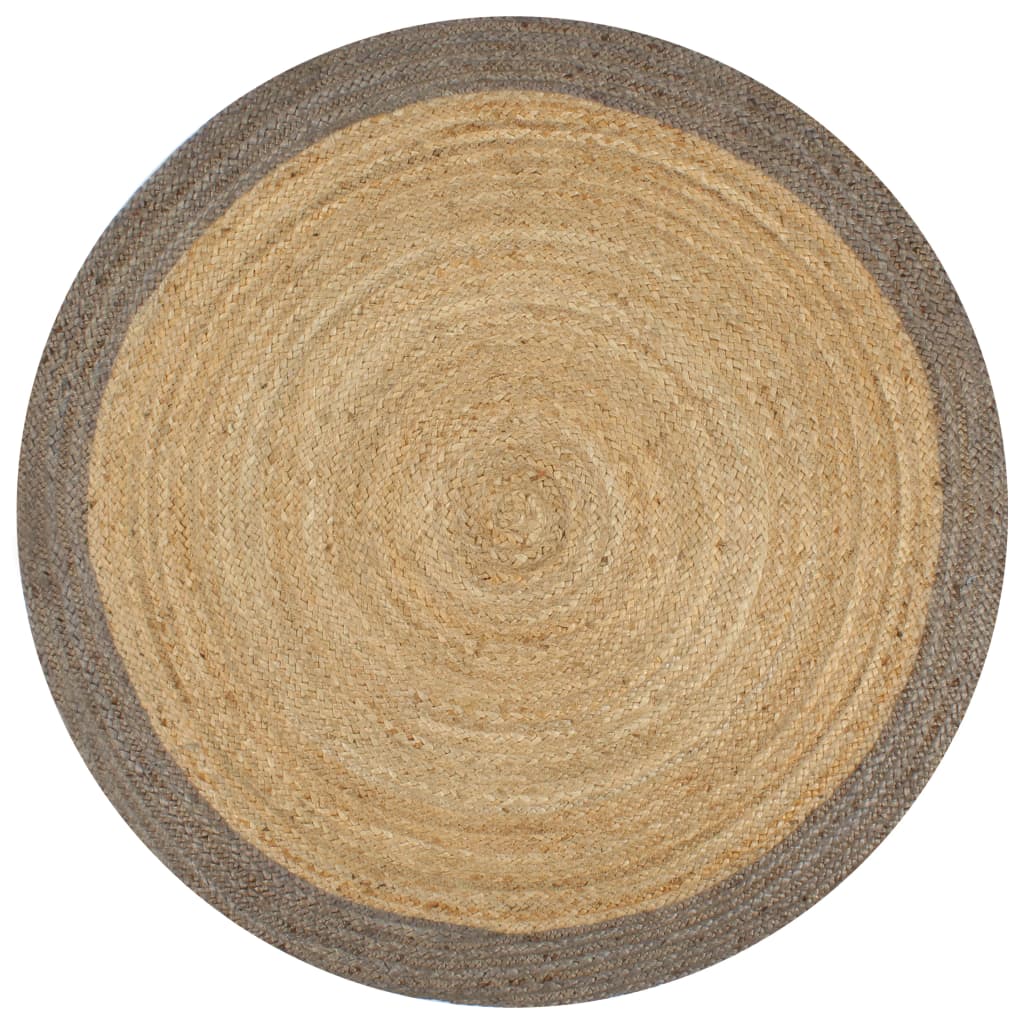 Vidaxl rug handmade with gray border 90 cm jute