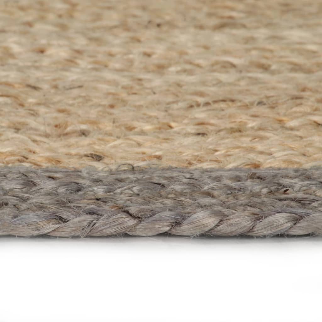 Vidaxl rug handmade with gray border 90 cm jute