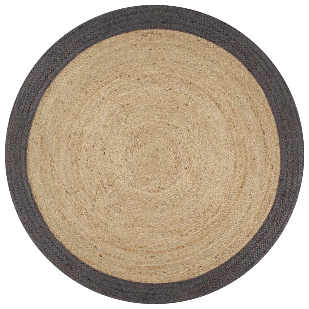 Vidaxl preproga ročno izdelana s temno sivo obrobo 120 cm jute
