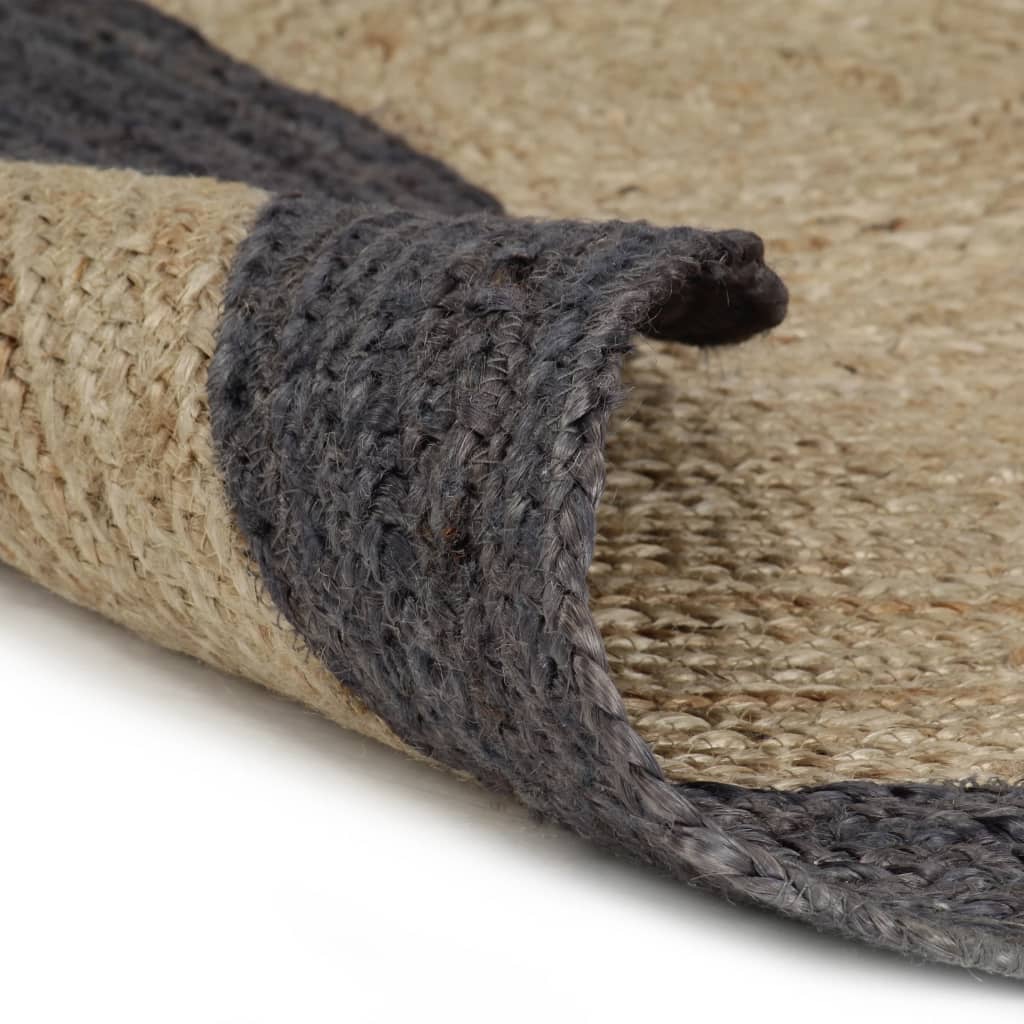 Vidaxl preproga ročno izdelana s temno sivo obrobo 120 cm jute