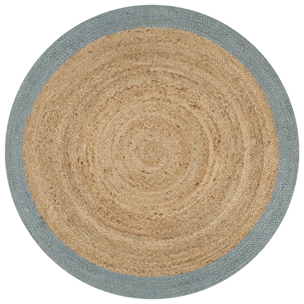 VIDAXL RUGM feito à mão com borda -verde de azeitona 120 cm de juta