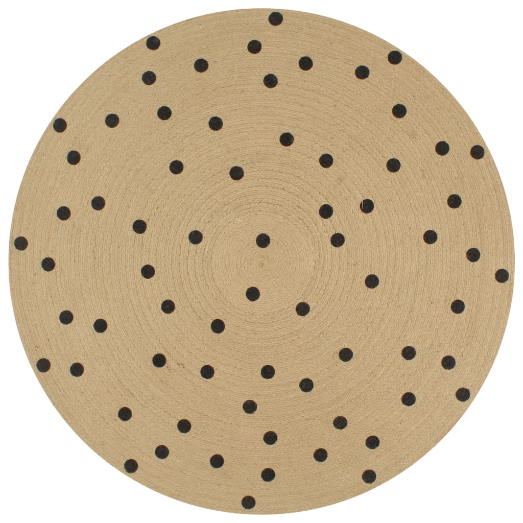 Vidaxl rug handmade with print polkadot 120 cm jute