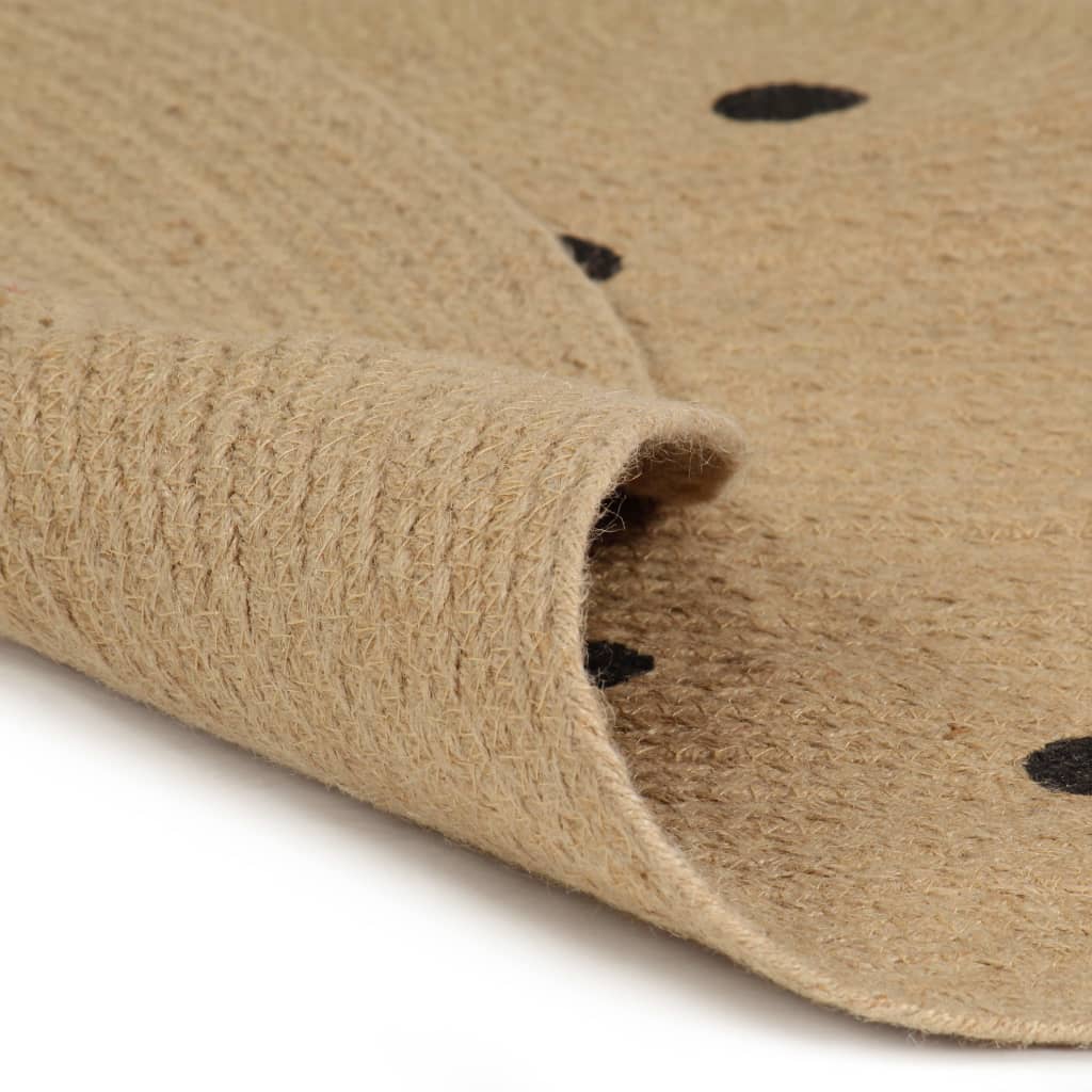 Vidaxl rug handmade with print polkadot 120 cm jute