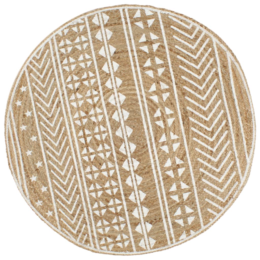 Vidaxl tapis fait à la main avec une impression blanche 150 cm jute