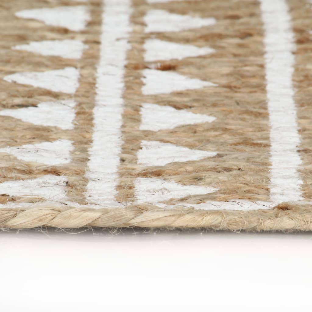 Vidaxl tapis fait à la main avec une impression blanche 150 cm jute