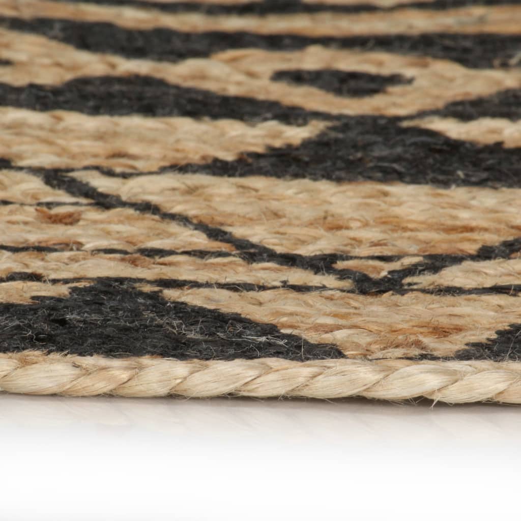 Vidaxl rug handmade with black print 150 cm jute