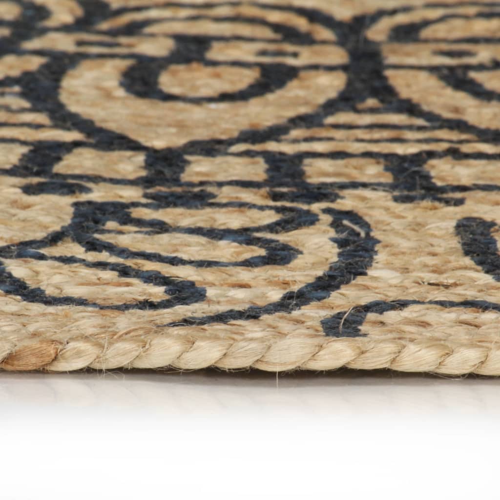Viaxl tapis fait à la main avec un jute bleu foncé 150 cm