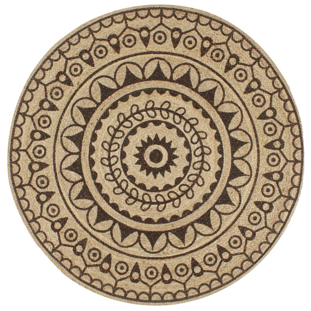 Vidaxl rug handmade with dark brown print 90 cm jute