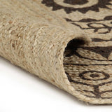 Vidaxl preproga ročno izdelana s temno rjavim tiskom 120 cm jute