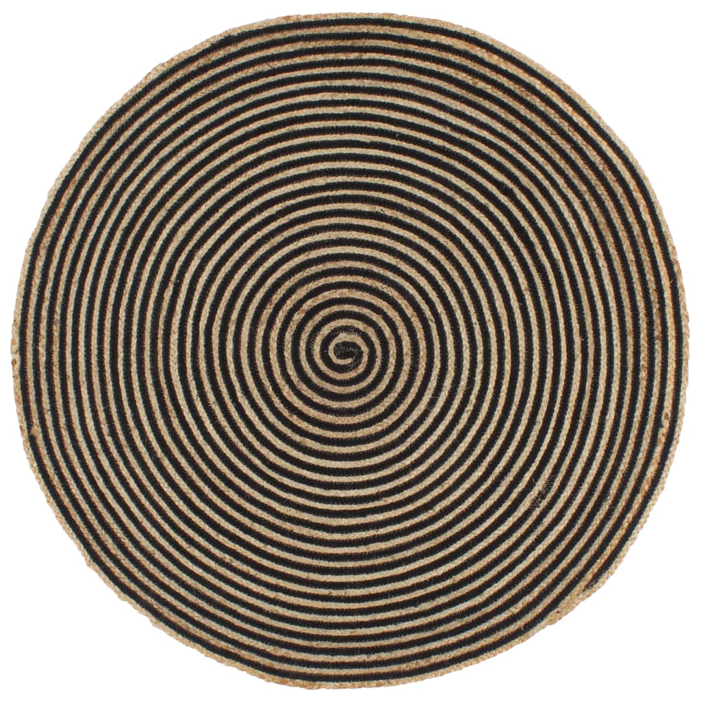 Vidaxl rug handmade with spiral design 120 cm jute black