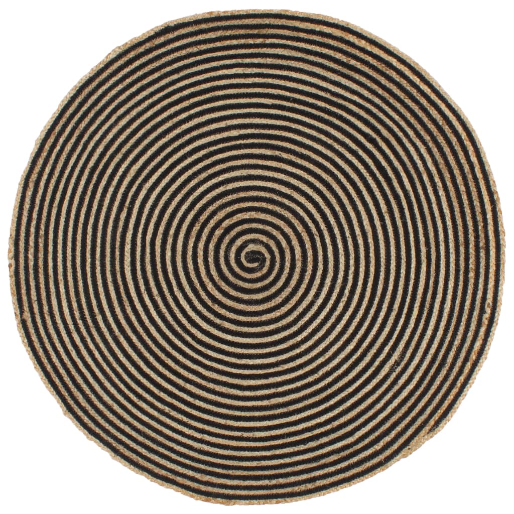 Vidaxl preproga ročno izdelana s spiralnim dizajnom 150 cm jute črna