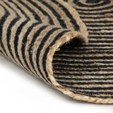 Vidaxl preproga ročno izdelana s spiralnim dizajnom 150 cm jute črna