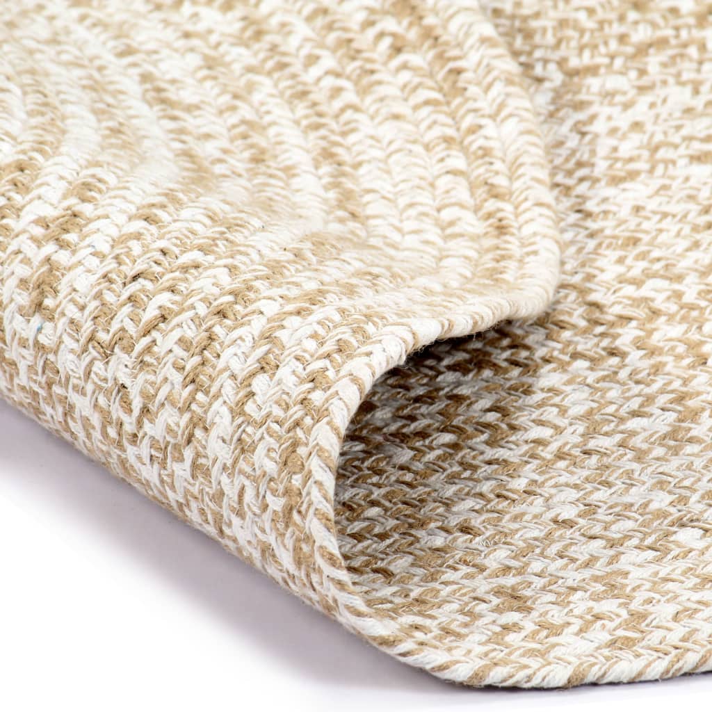 Vidaxl rug handemade 90 cm jute wäiss an natierlech